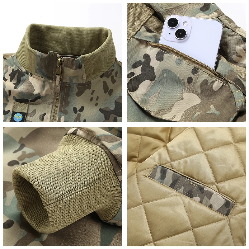 Winter Camouflage Thickening Outdoors Style Flight Suit Man Coats Stand Collar Leisure Jackets New Keep Warm Windproof Tops Man