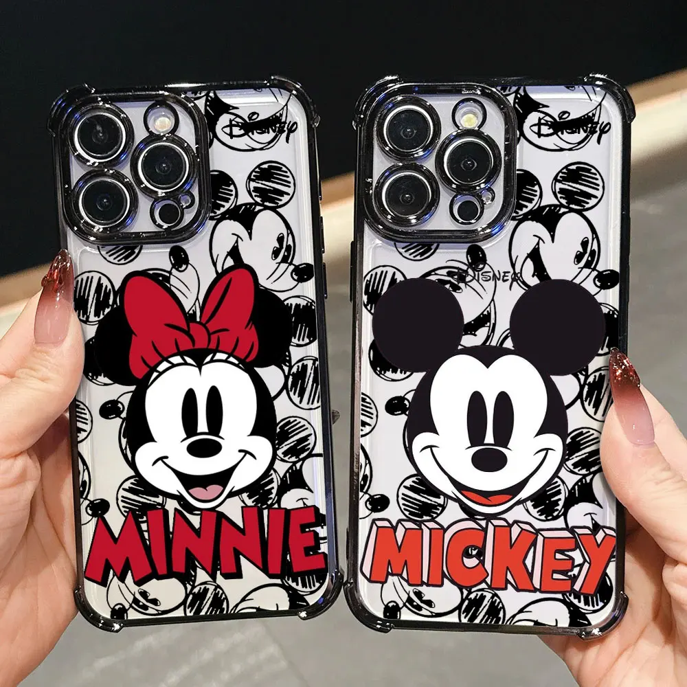 

Shockproof Case For iPhone 17E 17 16 Pro 15 14 13 12 11 Pro Max 17 Air 16 E Plus Silicone Phone Cover Minnie Mickey Face Smile