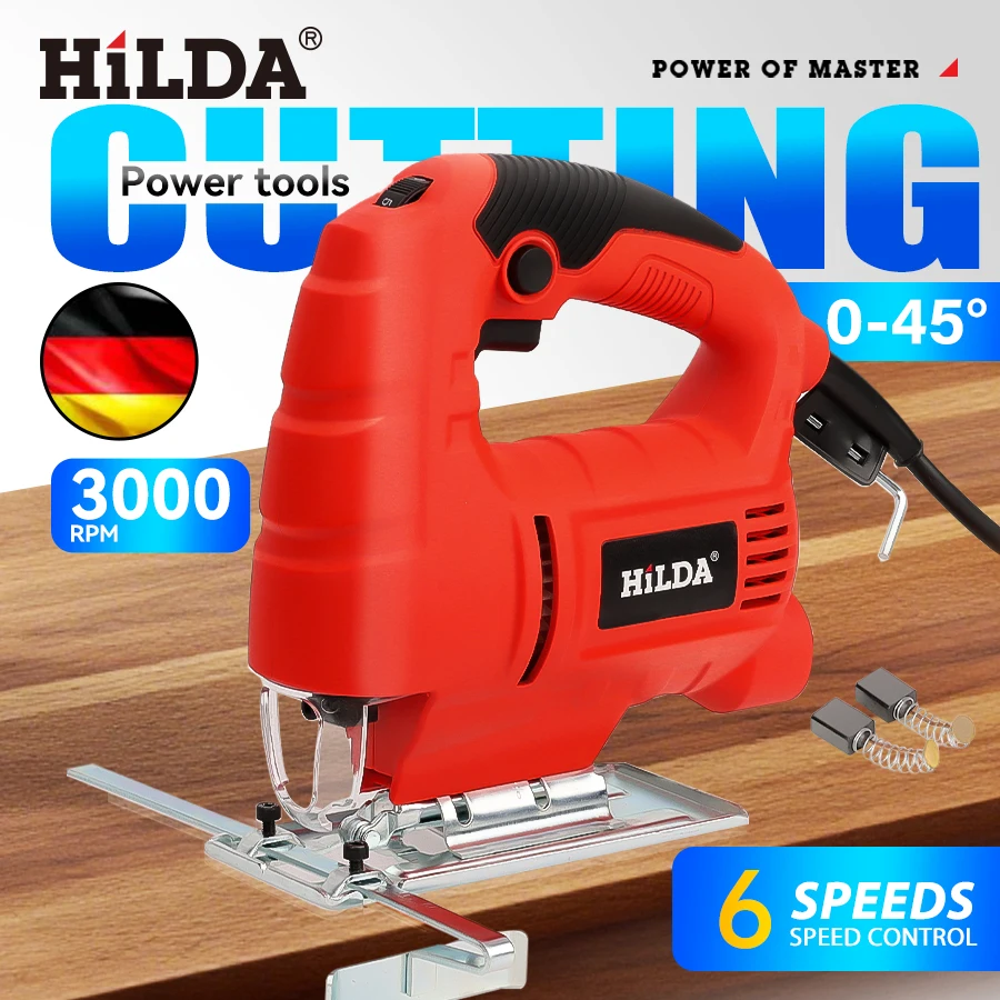HILDA Electric Jig Saw Supports Six Speed Adjustment For Convenient Cutting Of Different Materials And  Is Suitable For Home Use