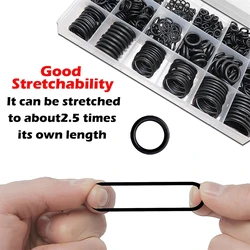 225-1225pcs Nitrile O-Rings Sealing Gasket Set Rubber O Rings Kits Black High-Pressure Corrosion Oil Resist Washer for Repair