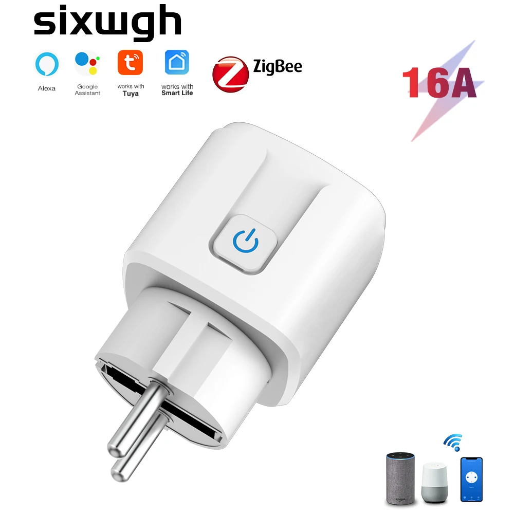 Tuya ZigBee EU Smart Socket, Energy Monitoring, App & Voice Control, Power-Off Memory, Timer, Hub Required, Overload Protection