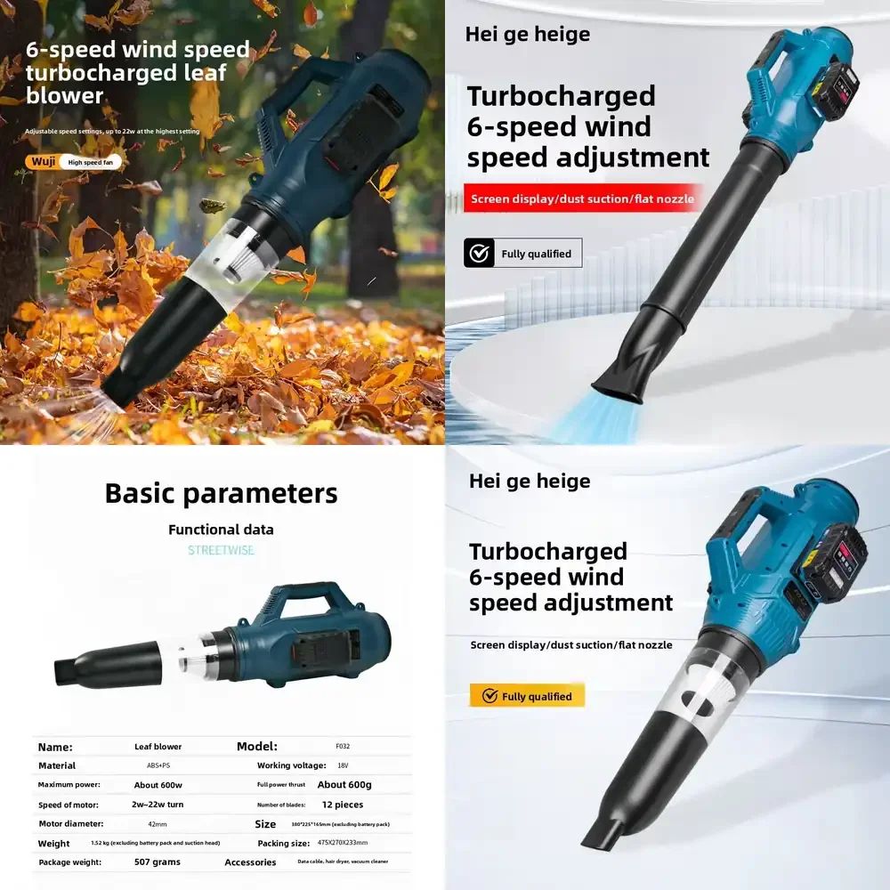 

High-Power Leaf Blower and Vacuum Combo for Cordless Garden Vacuum Cleaner 6-Speed Outdoor Blower for Lawn Care Tools Yard