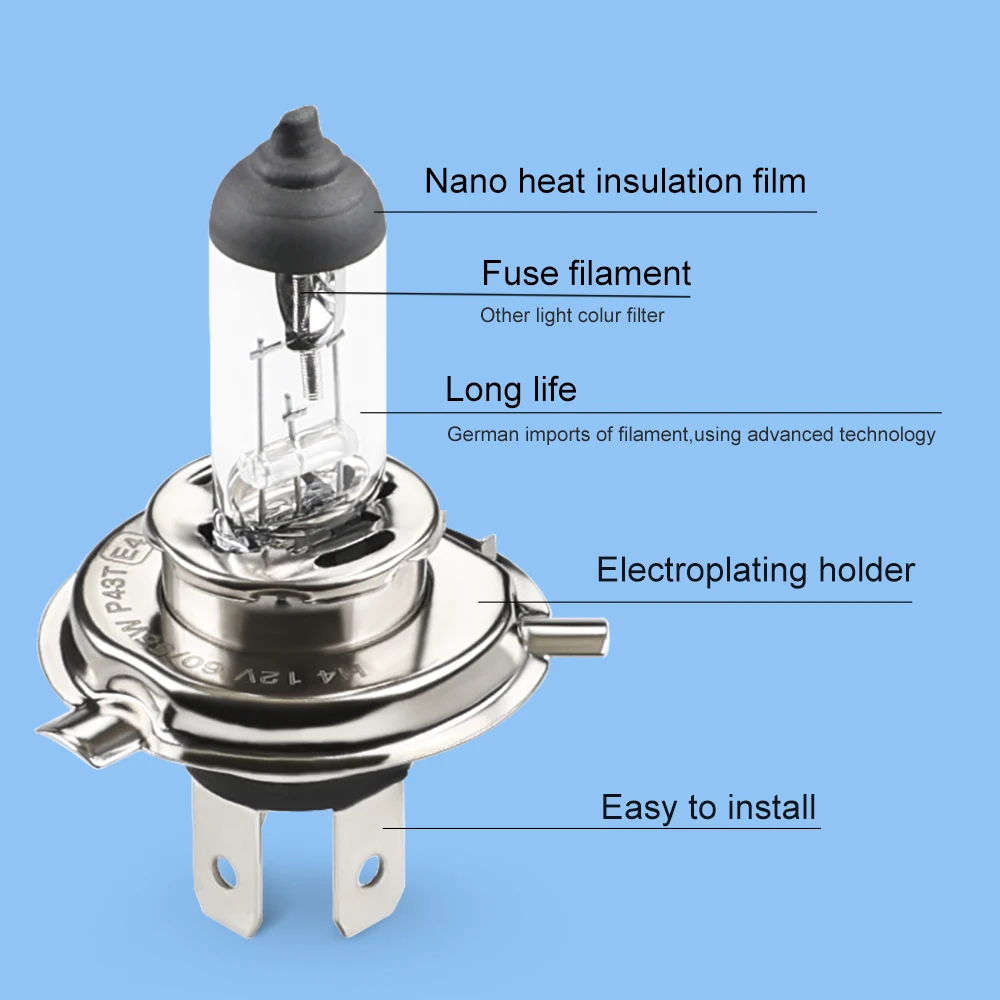 H4 światło halogenowe 12V 55W żarówka samochodowa Halogen 4300K żarówka halogenowa biała mgła światła przedni reflektor samochodowy 12V akcesoria do