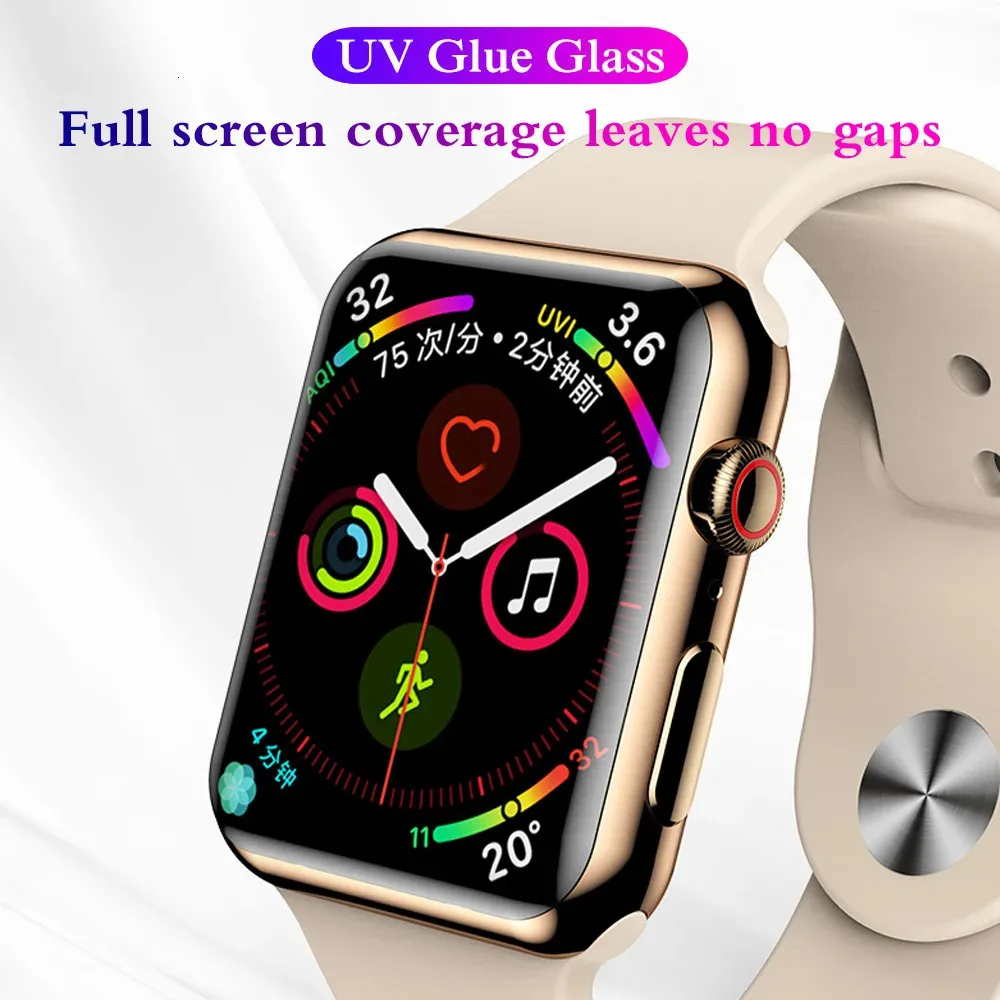 9H 3D UV Glass Nano Liquid full Glue Tempered Glass For Apple Watch 38mm 42mm Screen Protector For Apple Watch 3 2 1Series