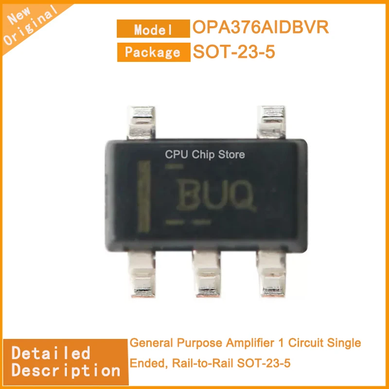 10Pcs/Lot  New Original  OPA376AIDBVR  OPA376  General Purpose Amplifier 1 Circuit Single Ended, Rail-to-Rail SOT-23-5