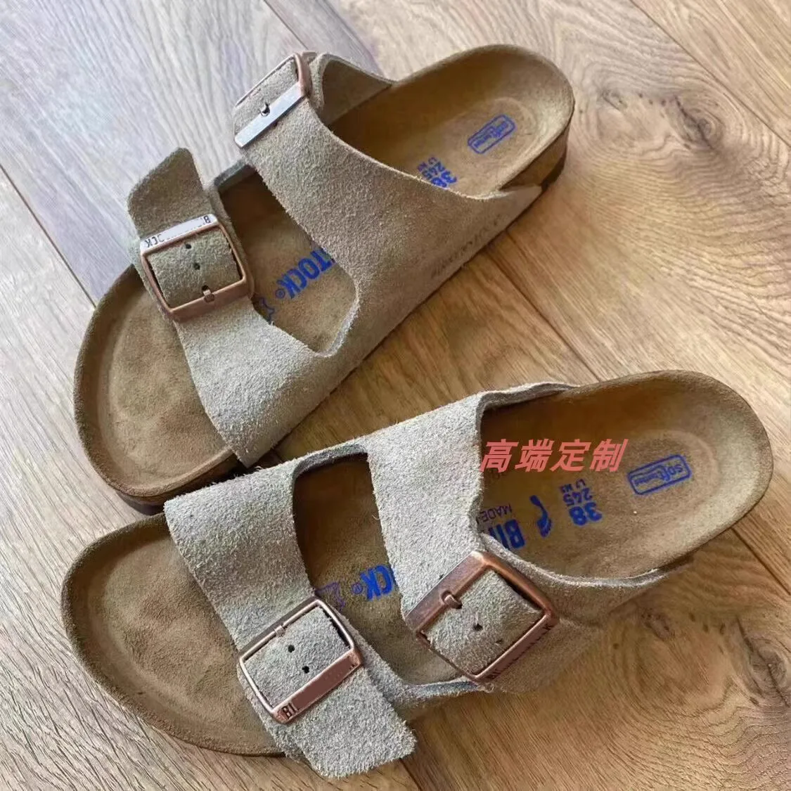 Sandalias gruesas a la moda para hombre y mujer, chanclas de corcho con doble hebilla, antideslizantes, para la playa