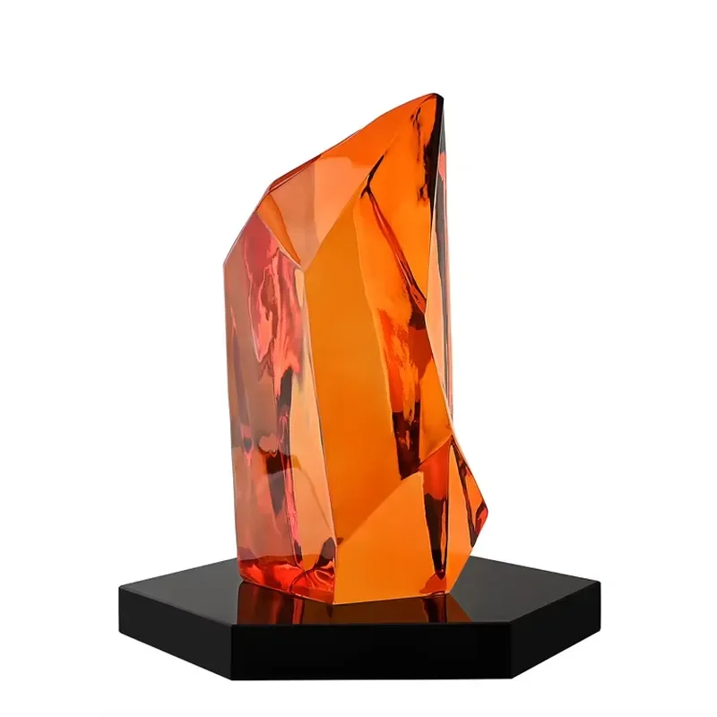 Custom High Quality K9 Large Crystal Trophy Award Crafts Color UV Printing Mountain Crystal Decoration Ornaments for