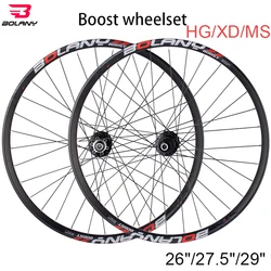 Bolany MTB Bike Wheelset 29 27.5 Boost Wheel Thru Axle Hub 110*15 148*12MM XD/HG Wide Rim 32H Spoke 6 Pawls Bicycle Wheel