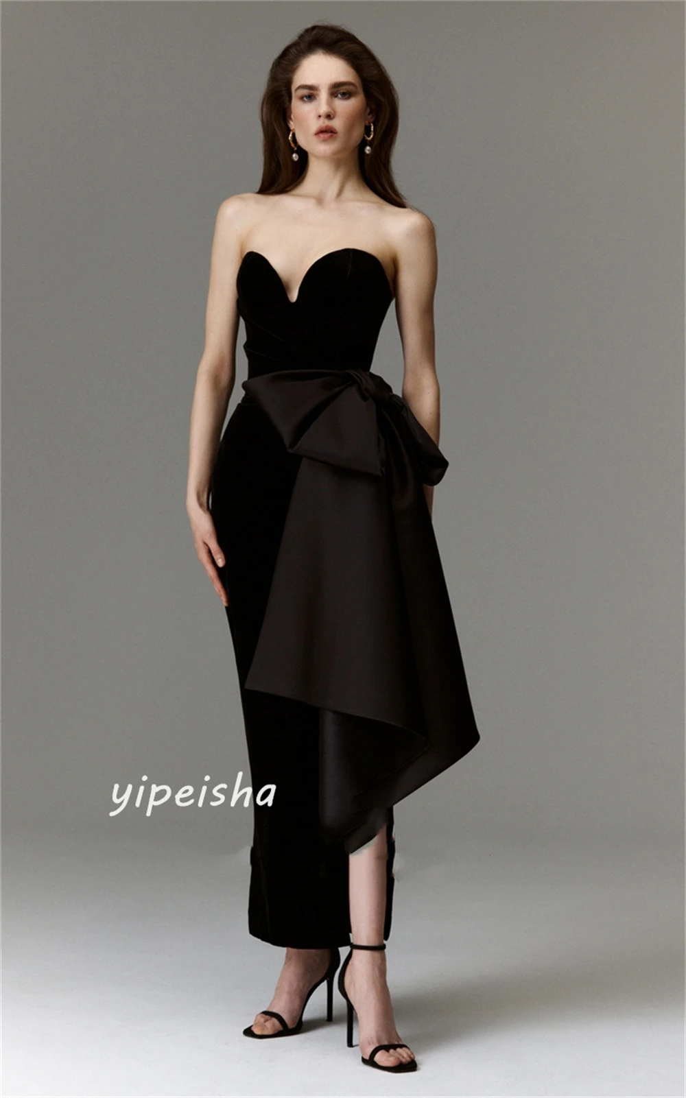 Jiayigong  Jersey Bow Ruched Celebrity A-line Sweetheart Bespoke Occasion Gown Midi Dresses Saudi Arabia Evening