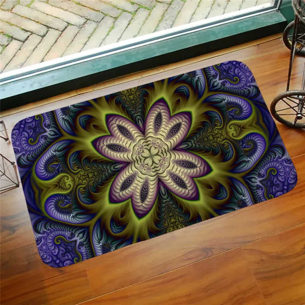 Mandala Fractal Doormat Rug for Bedroom Mats Floor Mat for Kitchen Carpet Things to the Room Decoration Items Welcome Offers