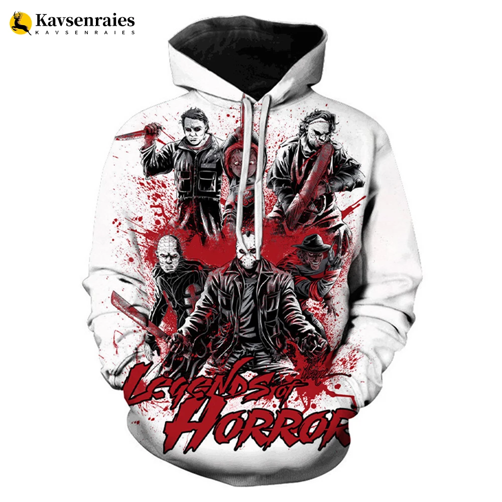 Horror Movie Men Women Black Hoodie 2023 New Fashion Sweatshirts Halloween Michael Myers 3D Printed Pullover Oversized Tracksuit