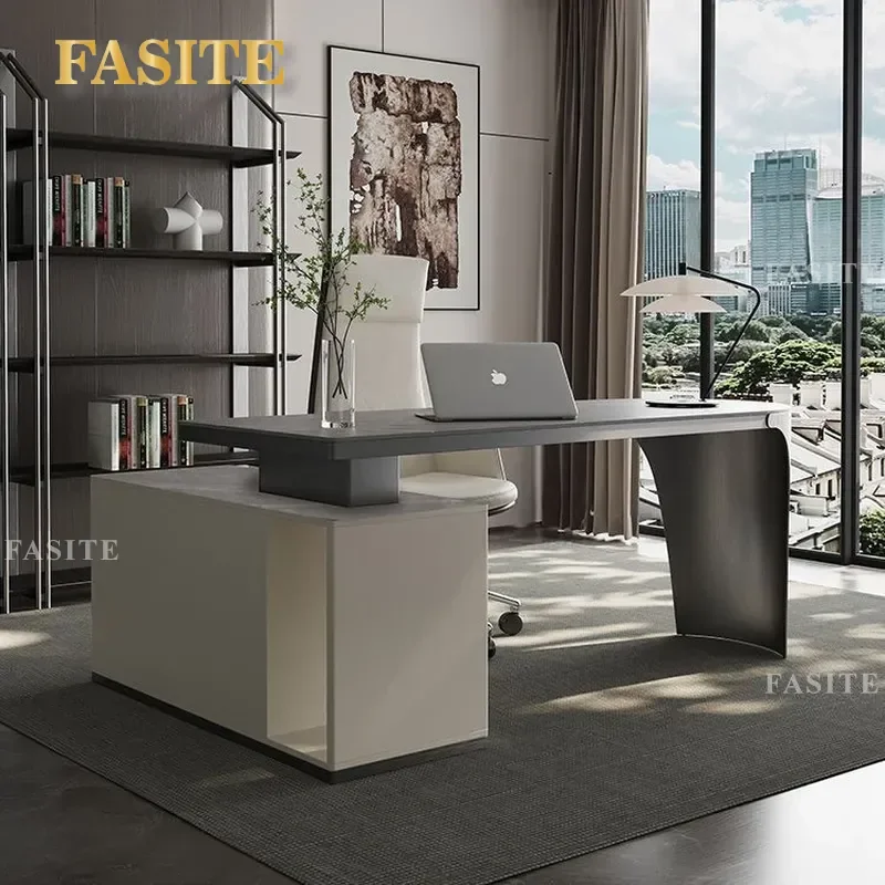 For Modern Simple Light Luxury Rock Slab Desk Computer Table and Chair Combination Office Home Writing Corner Desk Durable