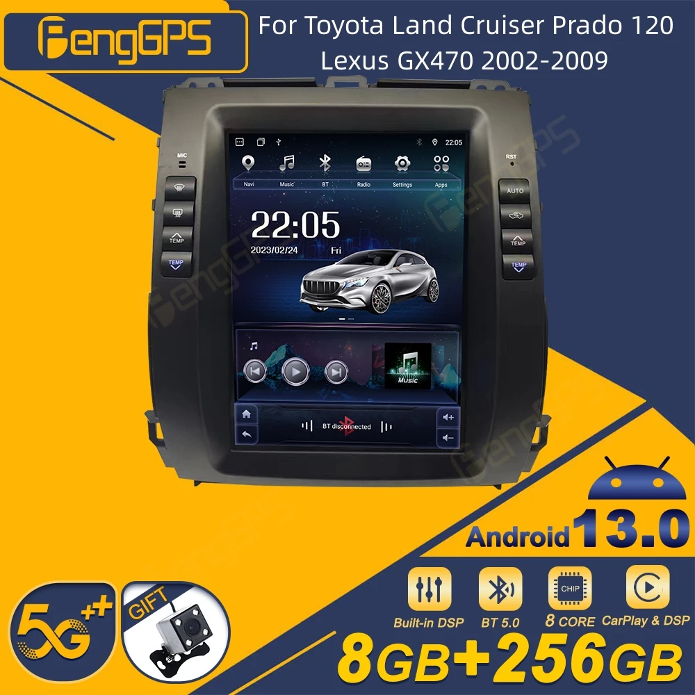 

For Toyota Land Cruiser Prado 120 Lexus GX470 2002-2009 Car Radio Wireless Carplay Android Auto Intelligent System Multimedia