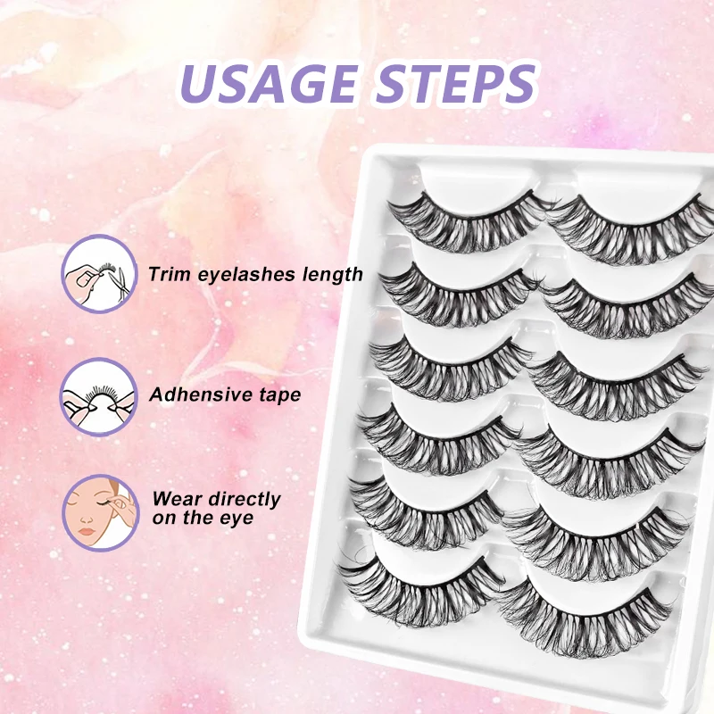 DEVOSERVICE 6 Pairs Fluffy Mink Lashes DD Curl Short Eyelash Thick Natural Slender Russian False Eyelashes Extension Supplies