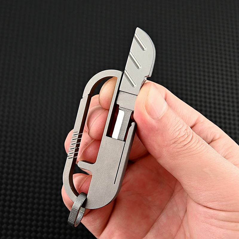 Titanium Alloy keychain Knife High Hardness D2 Blade Keychain Pendant Pocket Paring Knife Outdoor EDC Self-defense Tool