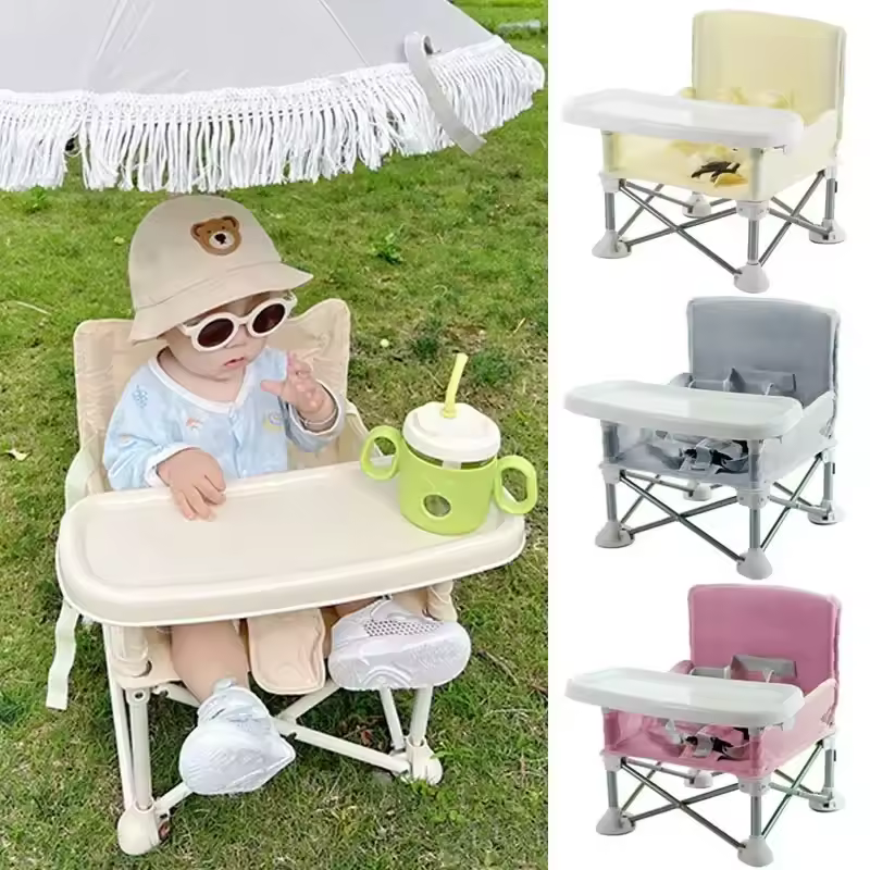 Cadeira de Alimentacao Portatil Dobravel para Bebe em Liga de Aluminio