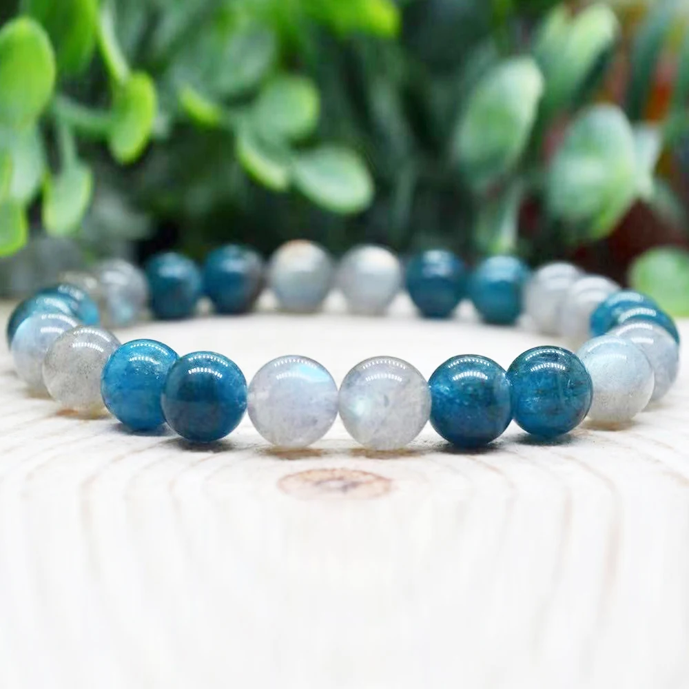 MG1988 8 MM AAA Grade Apatite Labradorite Bracelet Womens Mens EMF Energy Protection Jewelry