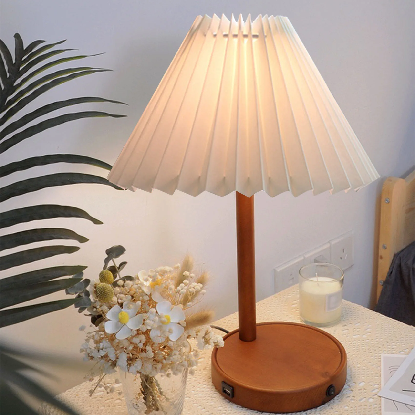 BAAU Pleats Lampshade Table Lamp Standing Lamps Japanese Style Pleated Lampshade Creative Desk Lamp Shade Bedroom Lamps