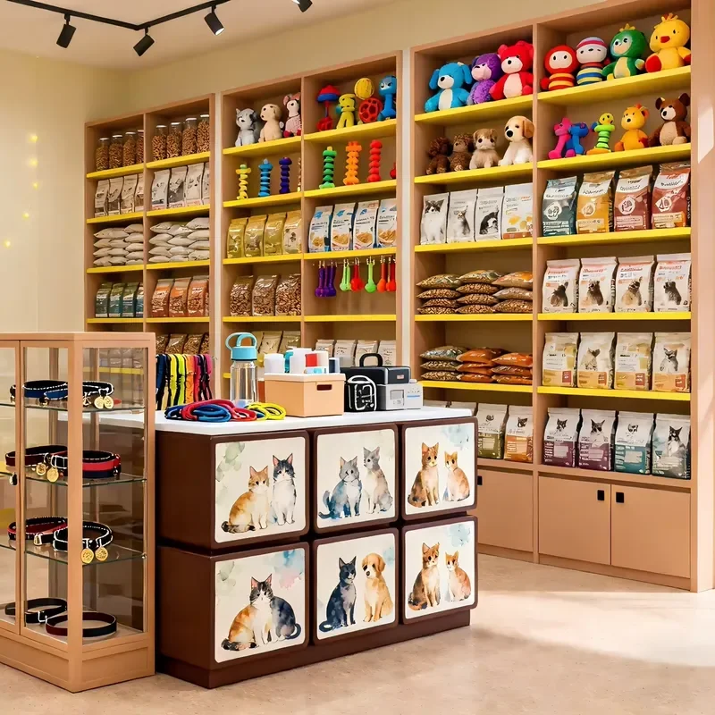Cabinet Display Kiosk Manufacturer Showcases LED Tempered Glass Heavy Customizable Modern Mall Pet Supply