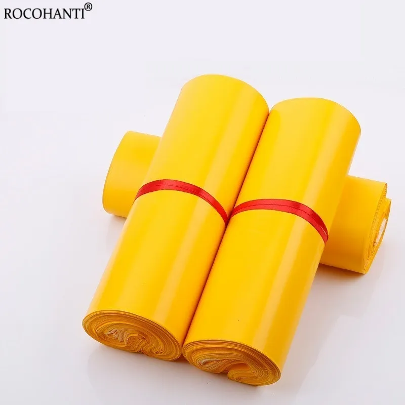 

50pcs Custom Printing Logo Orange Yellow Shipping Polybag Envelope Plastic Mailing Bags Poly Mailers for Clothing Packaging Post