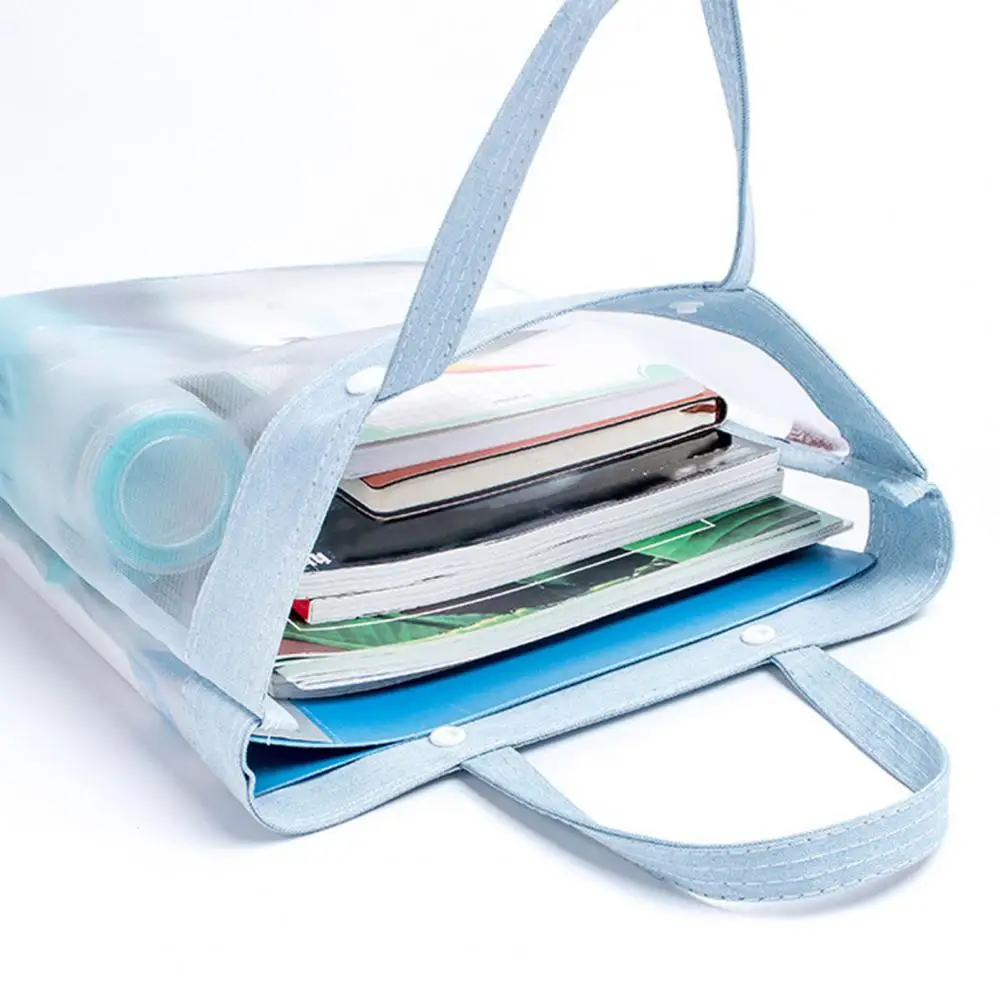 Handheld File Holder Portable Transparent Document Storage Bag with Strong Load-bearing Capacity Handle for File Organization