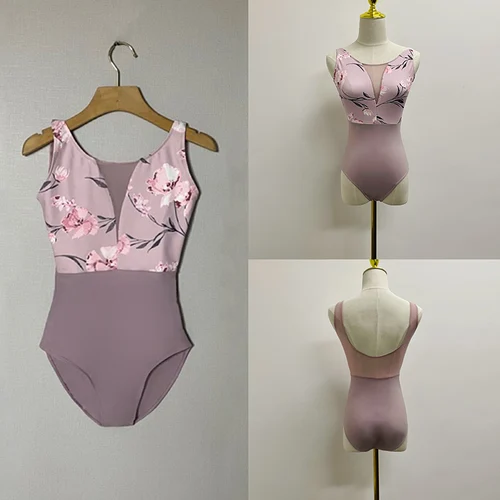 Imagen 2 del producto Leotardo de Ballet de práctica diaria para mujer, ropa de baile de gimnasia con estampado avanzado, leotardo de Ballet profesional para adultos