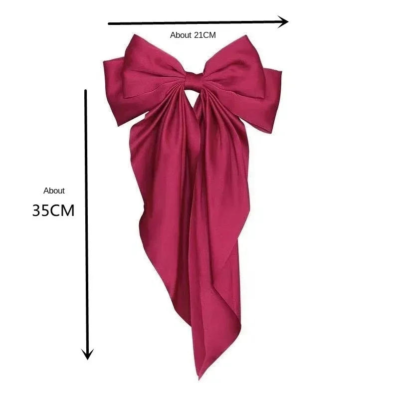 Elegant Bow Ribbon Hair Clip for Girls Fashion Simple Solid Satin Clip Hair Pin Retro Headband with Clips Girls Hair Accessories