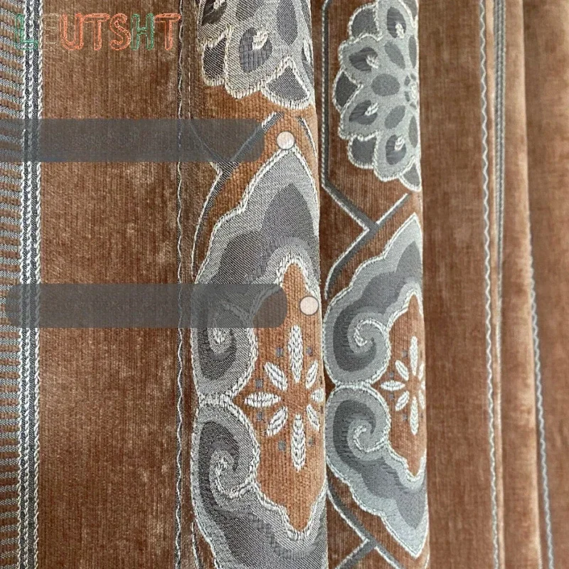

Custom Size Nordic Chenille Simple Modern Striped Curtains Thickened Living Room Bedroom Bay Window Light Blue Home Decor