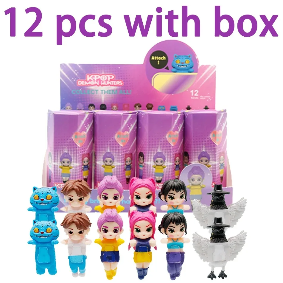 12P/Set New Kpop demon hunters Series Blind Box Derpys Tiger Rumi Mira Zoey Sussy Figurine Doll Mini Decor Model Toys Girl Gifts