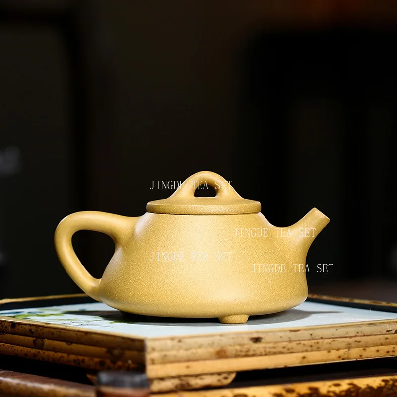 230ml Yixing Teapot Golden Section Mud Bamboo Shadow Stone Ladle Pot Household Mesh Green Tea, Black Tea, Pu Erh Teapot