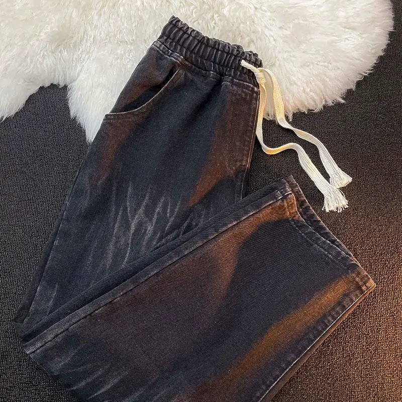 

plus Size Men's Denim Jeans High Waist Wide Leg Pants Slimming Effect Autumn Winter Street Sle Casual Comfortable Wear