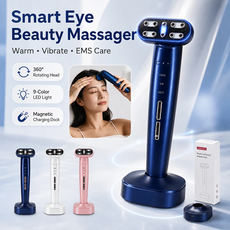 360° EMS Eye Massager, Lifting Skin, Constant Temperature Heating, 9 Colors, 18 Vibration Levels, Microcurrent Infusion Massage
