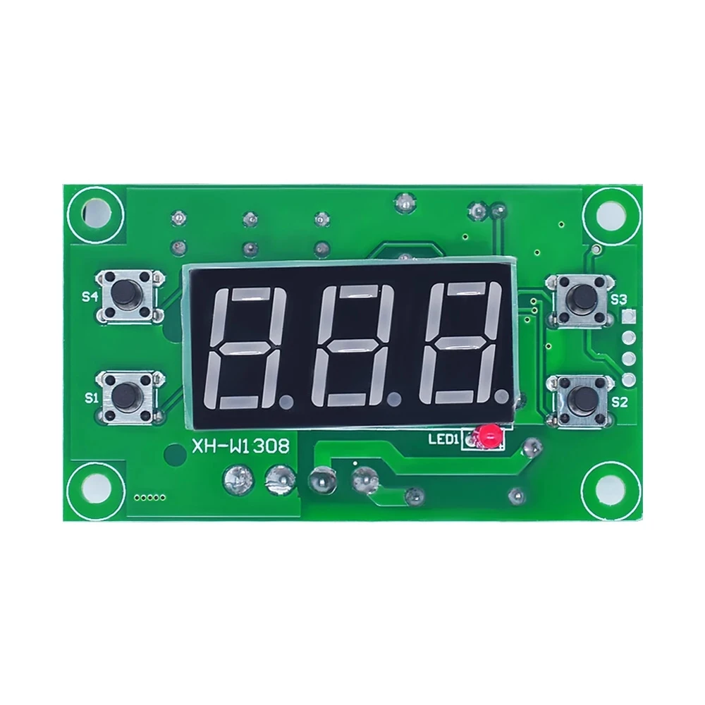 EQV XH-W1308 Adjustable Dual LED Digital Display Temperature Controller Thermostat Switch DC 12V Cool Heat Sensor Red Bleu