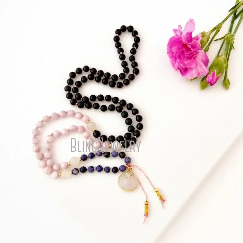 

10pcs Chakra Mantra 108 Worry Beads Necklace Crystal Japa Mala Boho Meditation Jewellery Yoga Gift for Her