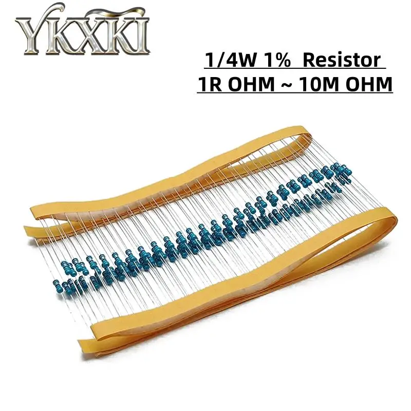 100PCS/Lot Metal Film Resistor 1/4W 1% 10R 100R 220R 1K 1.5K 2.2K 4.7K 10K 22K 47K 100K 1K5 2K2 4K7 1M 1R~10M Ohm Resistance