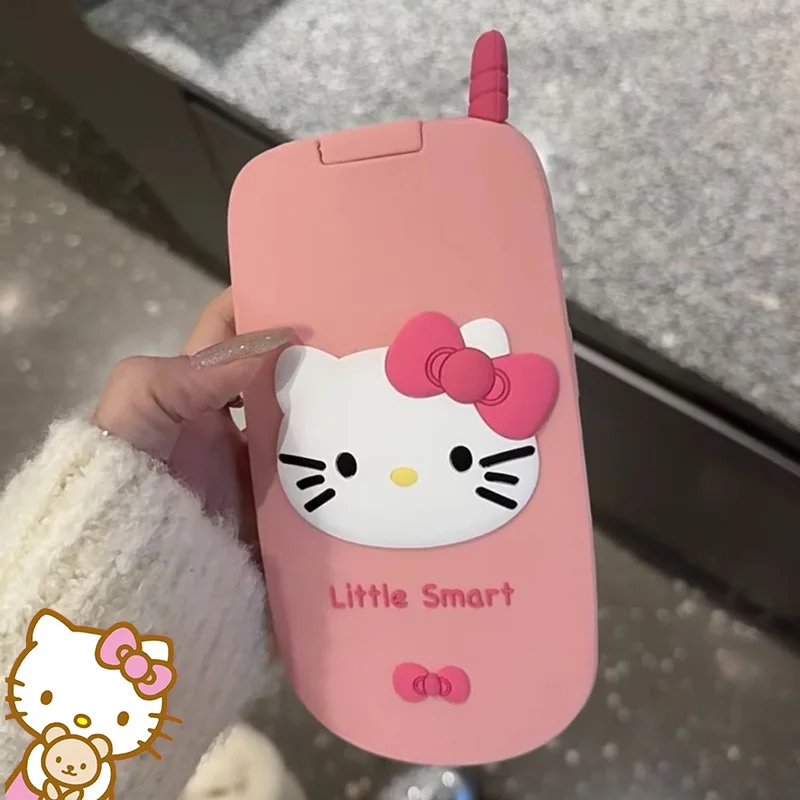 Fashion Retro Folding Flip Big Brother Cute Pink Hello Kittys Mirror Case For iPhone 13 12 11 14 15 Pro Max Cartoon Gift