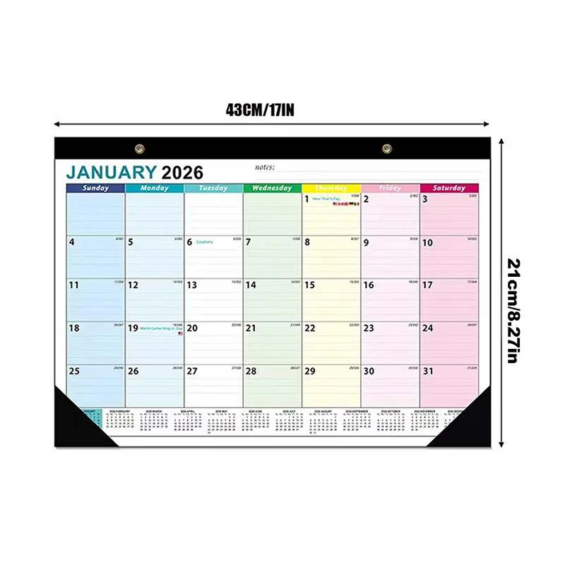 

Простой и стильный настенный календарь на 2026 годы, календарь на 18 месяцев, украшение дома, подходит для офиса и спальни