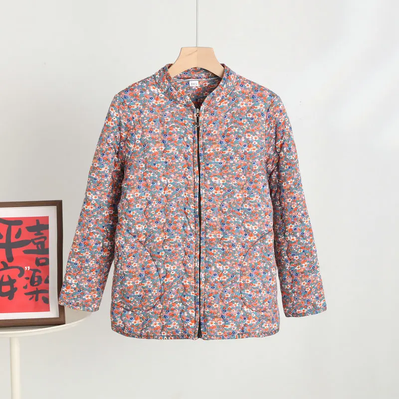 Plus size Chinese Style Cotton-padded Zipper Coat Northeast Big Flower Thick parkas Old-fashioned peony Jackets national clothes
