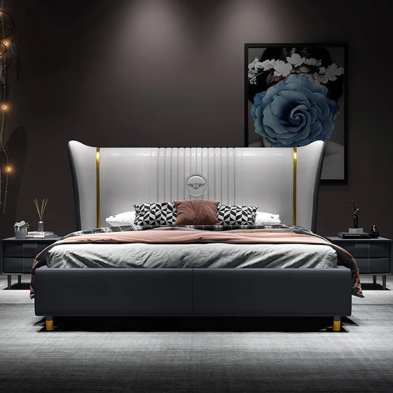 Lumbar Support Full Bed Frames Queen King Size 180X200 Cm Bed Frames Adults Platform Wood Lit 2 Personnes Bedroom Furniture