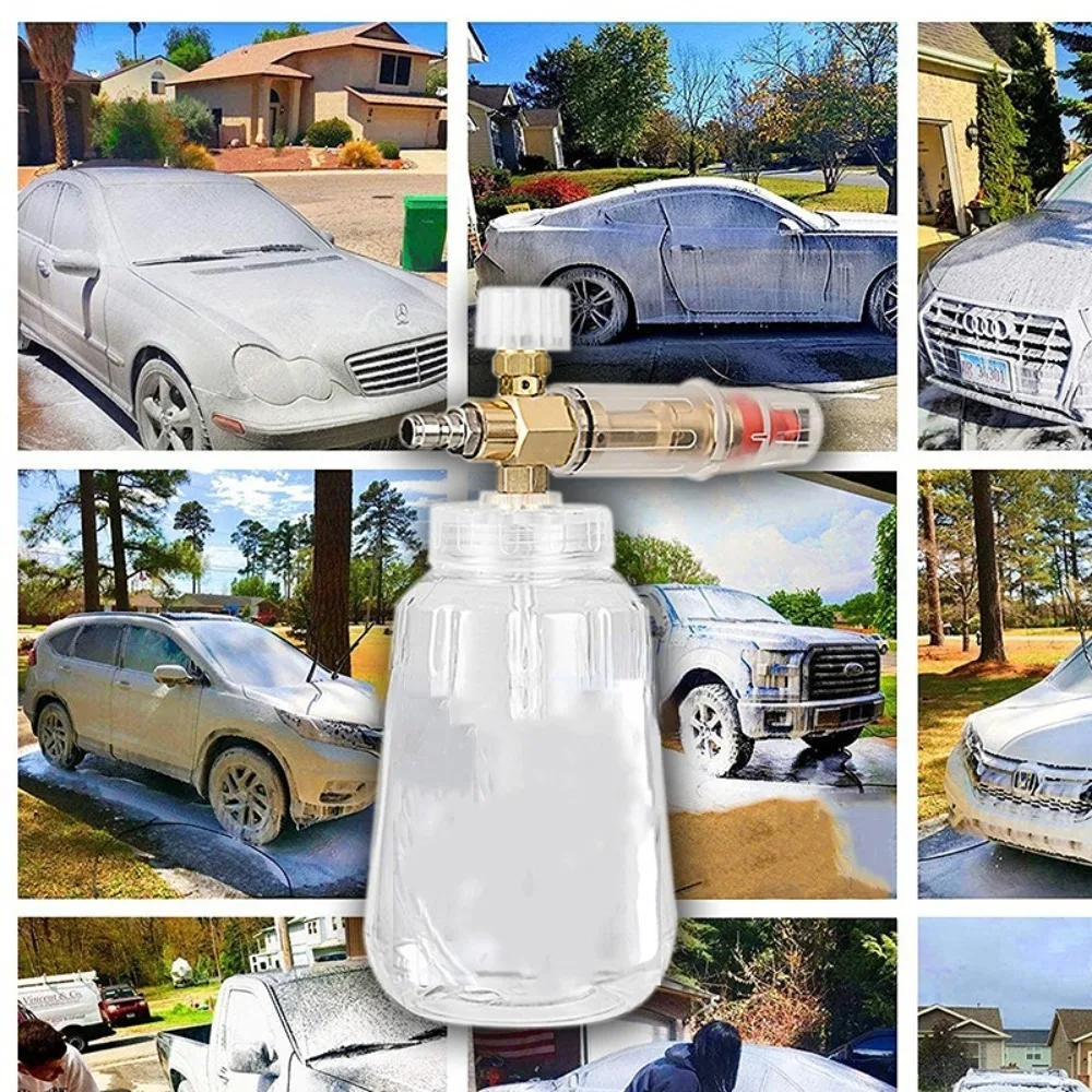 Generator piany do mycia samochodu z grubą rączką, przezroczysty, wysoce spieniający się, lufa do piany śnieżnej, pusta butelka, regulowany rozpylacz piany, spryskiwacz do ciężarówek.