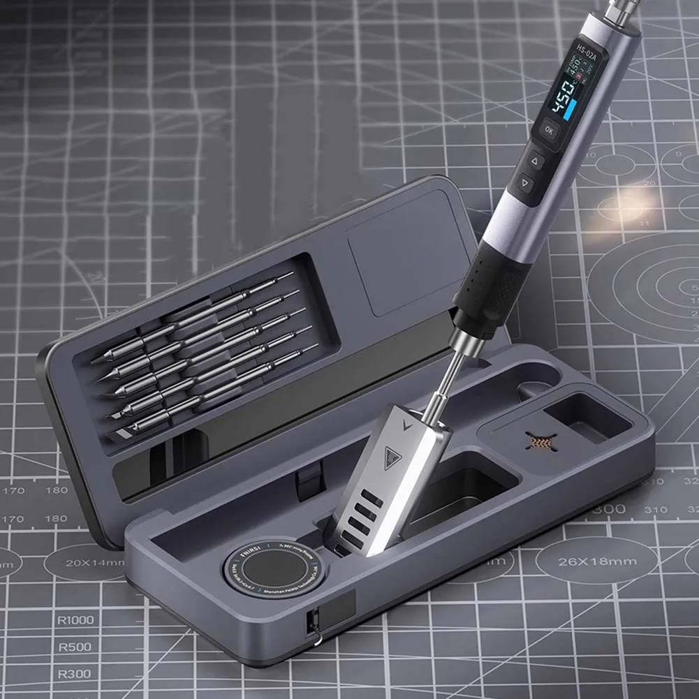 

Electric Soldering Set 100-450℃ PD/QC/DC Smart Soldering Iron HS-02 Mobile Workbench Storage Box Soldering Iron Set Welding Tool
