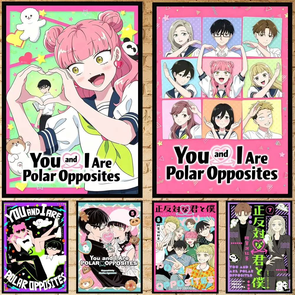 Comic „Du und ich sind Polar Gegensätze“ Poster HD Wasserfest Selbstklebender Kunstdruck Wanddekoration für Schlafzimmer Wohnzimmer Geschenk