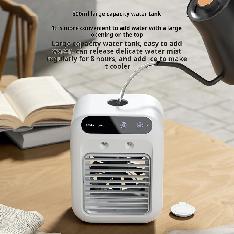 Mini USB Desk Fan Portable Quiet Cool Air Conditioner for Bedroom Home Use with Humidifying Spray Function Tabletop Fan image 3