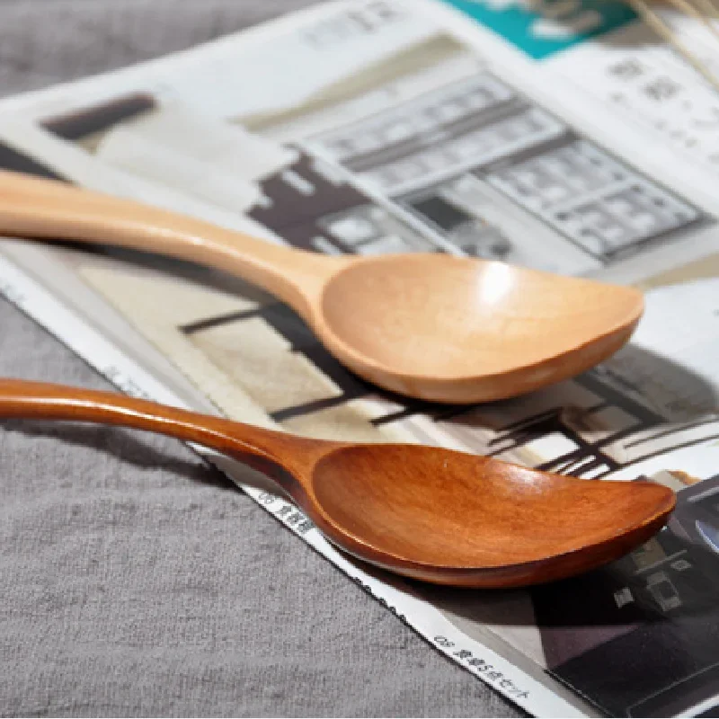 Retro Wooden Spoon Kitchen Cookware Tool Soup Tea Spoon Dining Kitchen Wooden Spoon