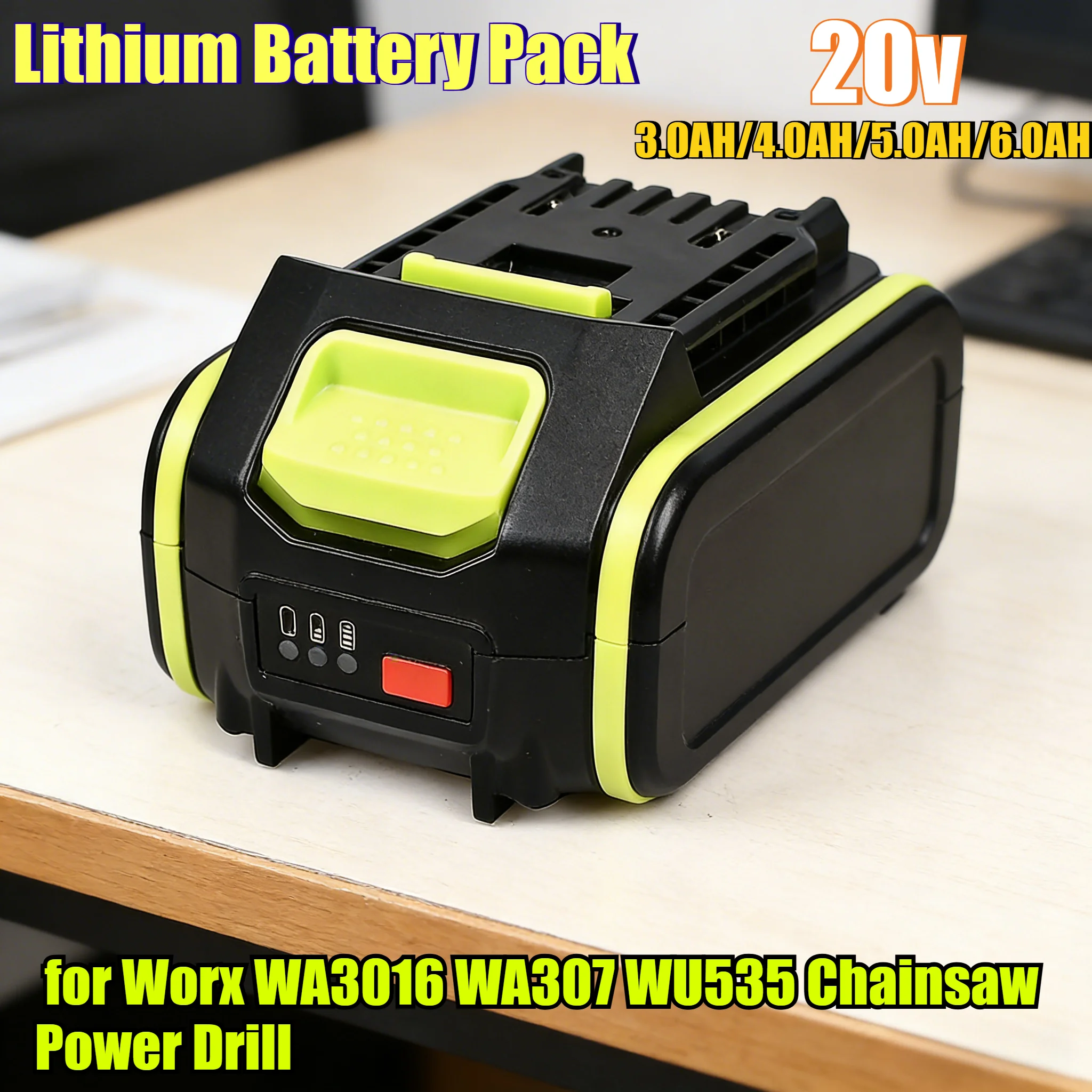

Аккумуляторная батарея 6000 мАч 20В для замены Worx WA3016 WA307 WU535 - совместима с цепной пилой и дрелью Worx