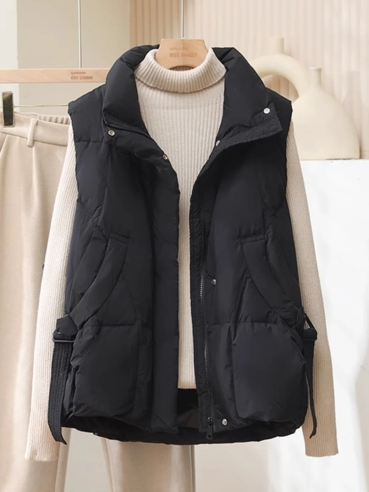 

Thiened down Cotton Vest Women's ort Loose Slimming Faionable Versatile ort Vest Outerwear Autumn New Sle Trendy