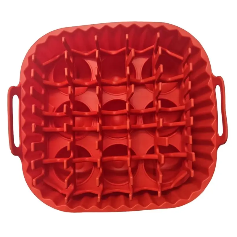 VEHO-Reusable 9-Hole Square Silicone Air Fryer Cake Mold Set Of 3Pcs With Non-Slip Handles For 6-8QT Air Fryers& Ovens