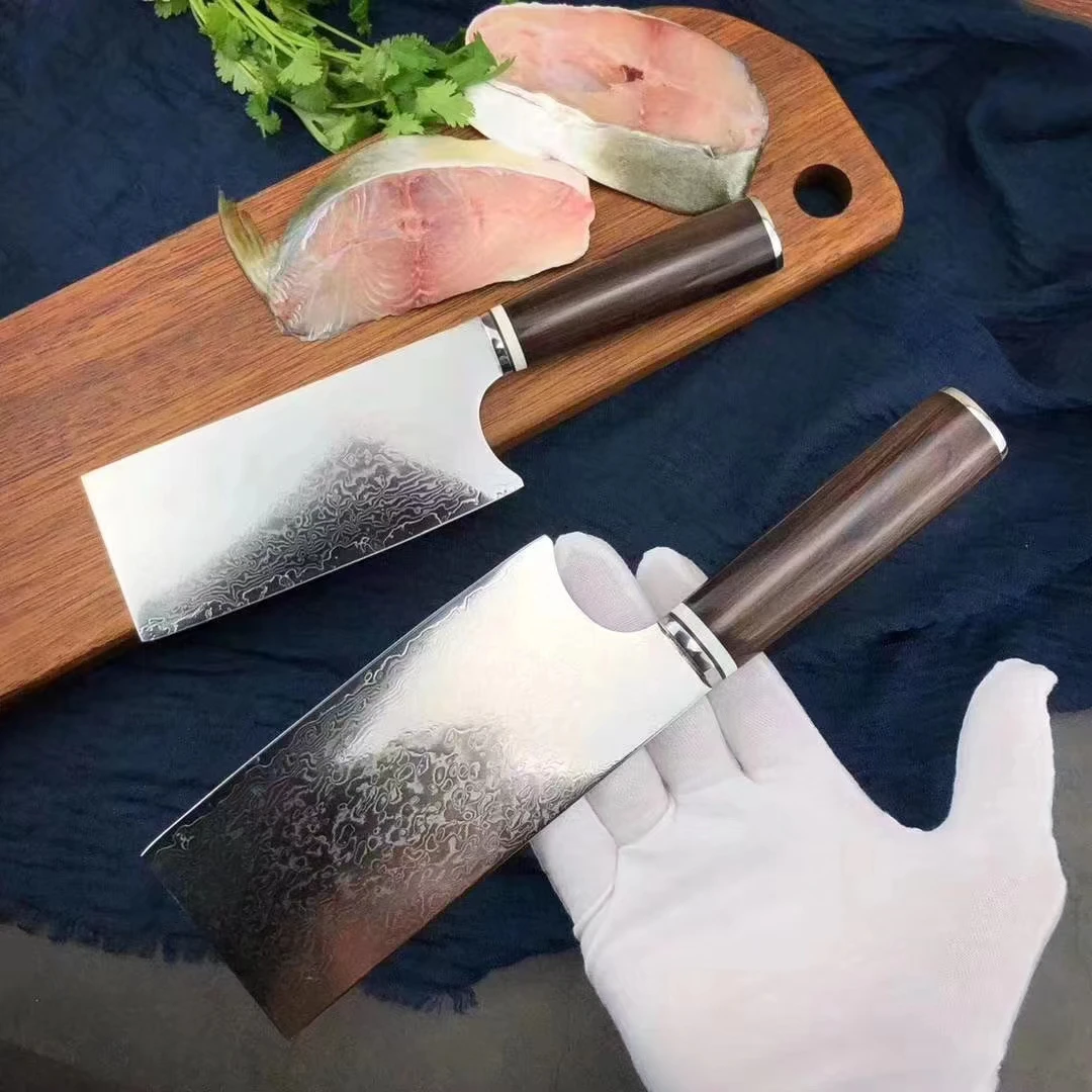 5.7 Inch Slicing Knife Wood Handle 67 Layers Damascus Steel VG10 Blade Sharp Chefs Cleaver Mini Kitchen Knives Cooking Tools