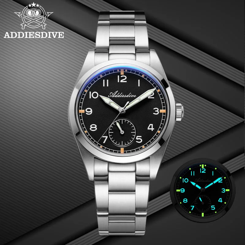 

ADDIESDIVE 36mm Luxury Men's Quartz Watch K1 Bubble Mirror BWG and C3 Luminous 100m Waterproof Wristwatch Classic Man Watches