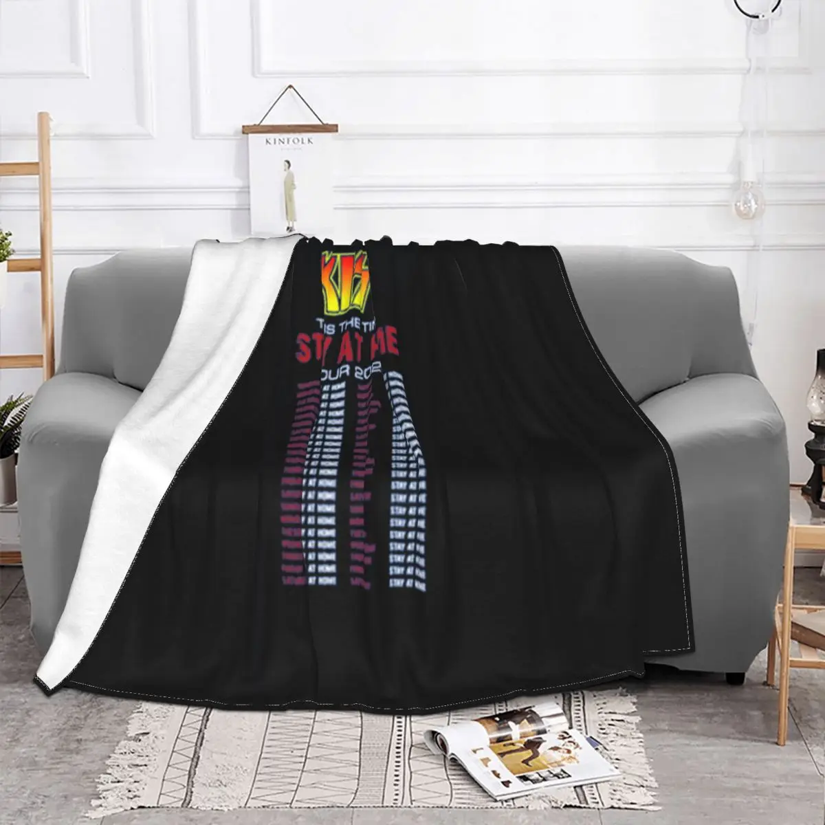 Kiss Rock Band This Is The Time To Stay At Home Tour 2020 Creative Anime Creative Design Throw Blanket